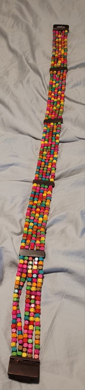 Women's elastic colorful All wood belt